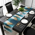 thumbnail image 3 of Abstract Teal Gold Table Runner 120 Inches Long, Green White Wall Art Textured Kitchen Coffee Dining Table Decoration for Home Party Birthday Wedding Home Decor 13x120 Inches, 3 of 8