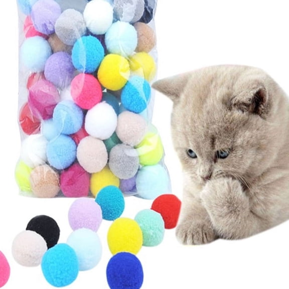 30 PCS Funny Cat Toys Stretch Plush Ball For Dog Creative Colorful Interactive Cat Toy Pet