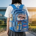 thumbnail image 2 of MuXiKeJi Clothes Clear Bookbag with Chest Strap, 17" Heavy Duty See Through Backpack with Anti-theft Hook & S-shaped Shouler Straps, Large Clear Bags for Work Sport School Travel, 2 of 5