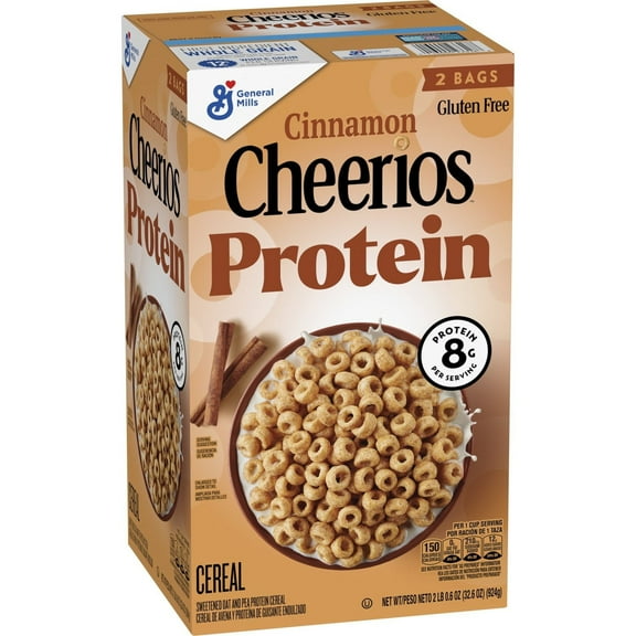 Cheerios Protein Cereal, Cinnamon, 8g Protein, 2 Bags, 32.6 oz