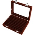 thumbnail image 1 of Inteprter Caja de almacenamiento para collares, anillos y pendientes de terciopelo marrón, tacto delicado, organizador práctico y fácil de Almacenamiento y organización del hogar, 1 of 6