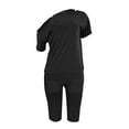 thumbnail image 4 of REORIAFEE Women's Outfits Summer Tracksuits Sets Clubwear Disco Outfits Women's Summer Fashion Casual Sexy Fashion Casual Breasted One Shoulder Loose Short Sleeve Shorts Suit Black XXL, 4 of 8