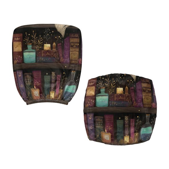 Chririnla Vintage Bookshelf Print Office Chair Covers, Set of 2 Stretchable Removable Polyester Desk Chair Covers for Boss Armchair