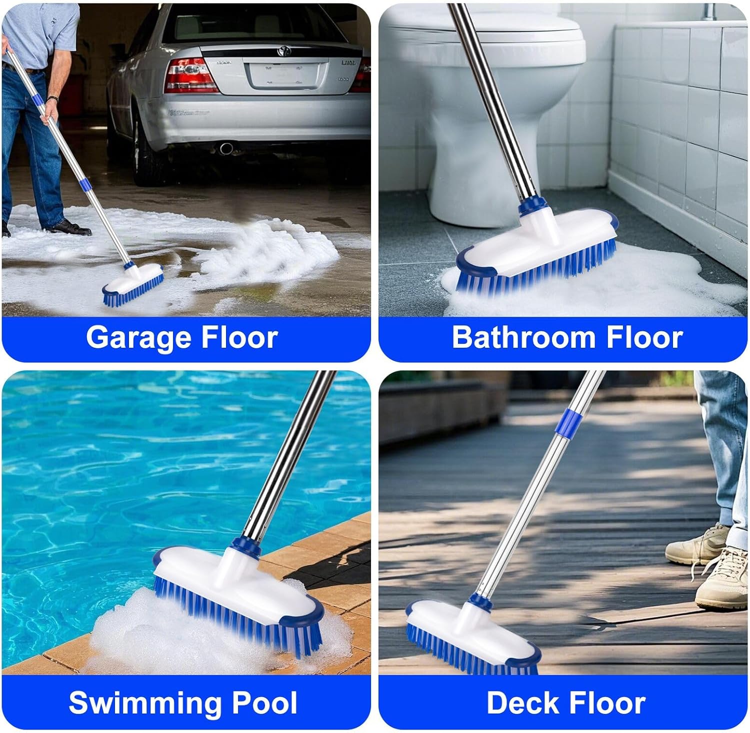 ITTAHO Floor Scrub Brush with Telescoping Stainless Steel Handle photo 7