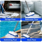 ITTAHO Floor Scrub Brush with Long Stainless Steel Handle Extension+Small Deep Cleaning Brush