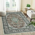 thumbnail image 2 of Hasoo Area Rug Vintage Tribal Carpet Anti-Slip Rug Washable Persian Carpet for Living Room Bedroom, Green/Brown, 3' x 5', 2 of 6