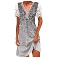 thumbnail image 1 of Cameland Robe Ample à Manches Courtes en Dentelle Imprimée, Col en V, Mode Décontractée pour Femmes, 1 of 6