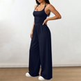 thumbnail image 6 of Women's Summer Spaghetti Strap Sleeveless Jumpsuit Wide Leg Baggy, 6 of 7