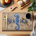 thumbnail image 2 of Vintage Seahorse Placemats Set of 8 Brown Nautical Anchor Bubbles Coastal Place Mats Indoor Wipeable Table Mats Washable Cloth Dining Table Placemats for Kitchen Holiday Party Home Decor 13x19 Inch, 2 of 9