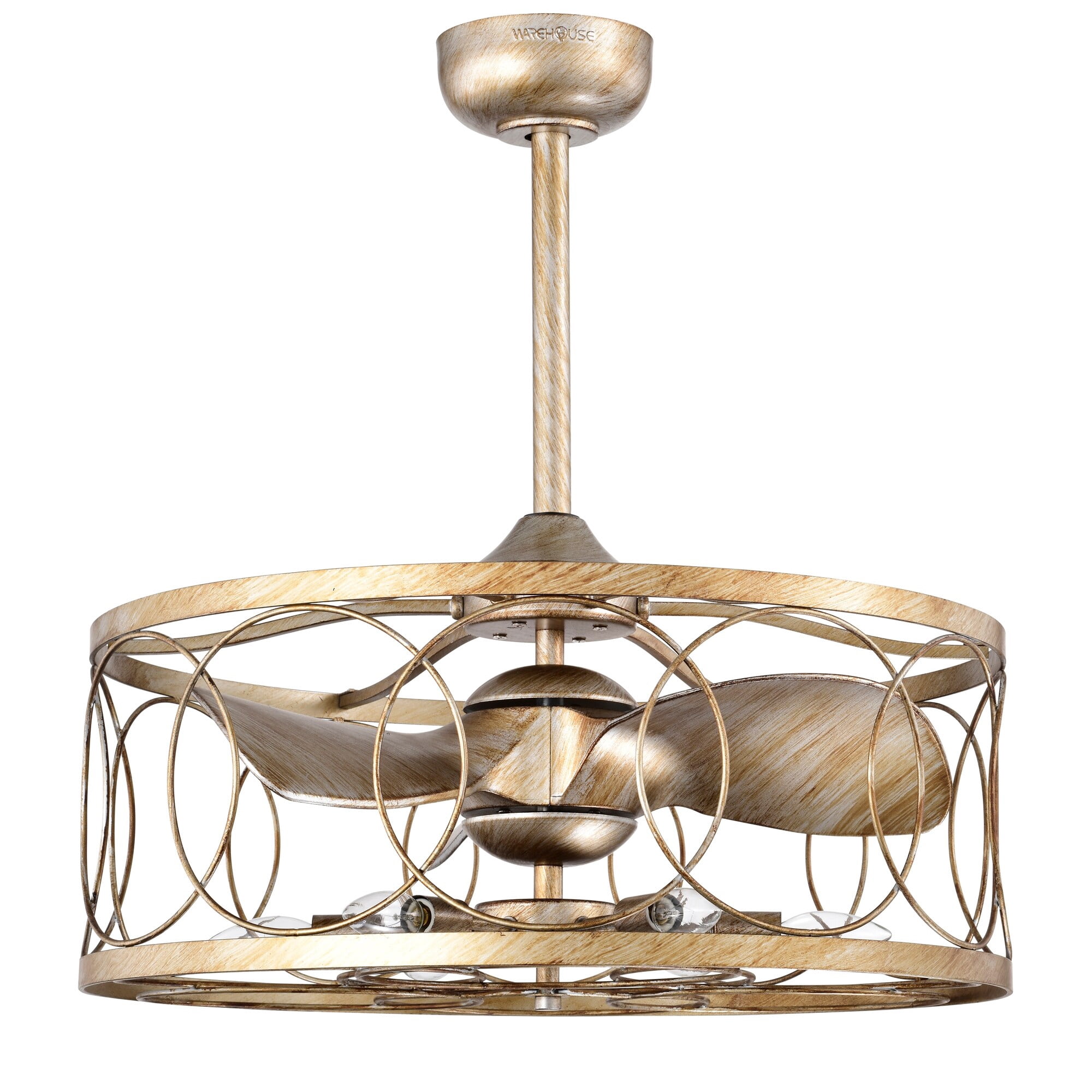 Warehouse of Tiffany DW01W37AS Aglae 25 in. 6-Light Indoor Antique Silver Finish Ceiling Fan with Light Kit and Remote
