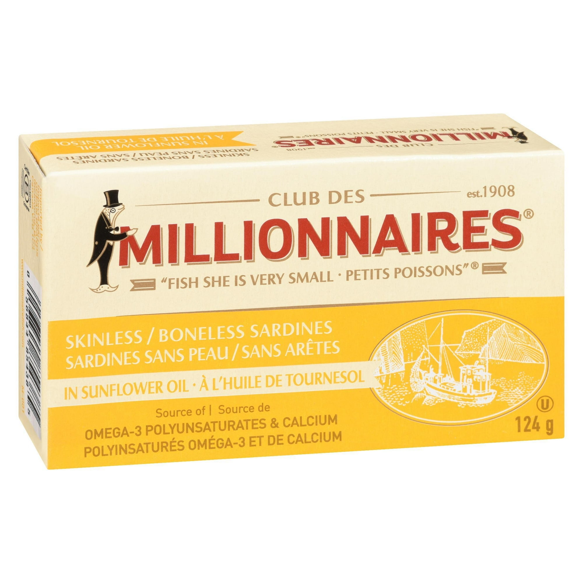 Sardines désossées et sans peau à l'huile de tournesol Millionnaires 124g