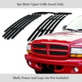 thumbnail image 2 of APS Compatible with Dodge Dakota 1997-2004 & 97-03 Durango Main Upper Stainless Steel Black 8x6 Horizontal Billet Front Grill Grille Insert D65730J, 2 of 7