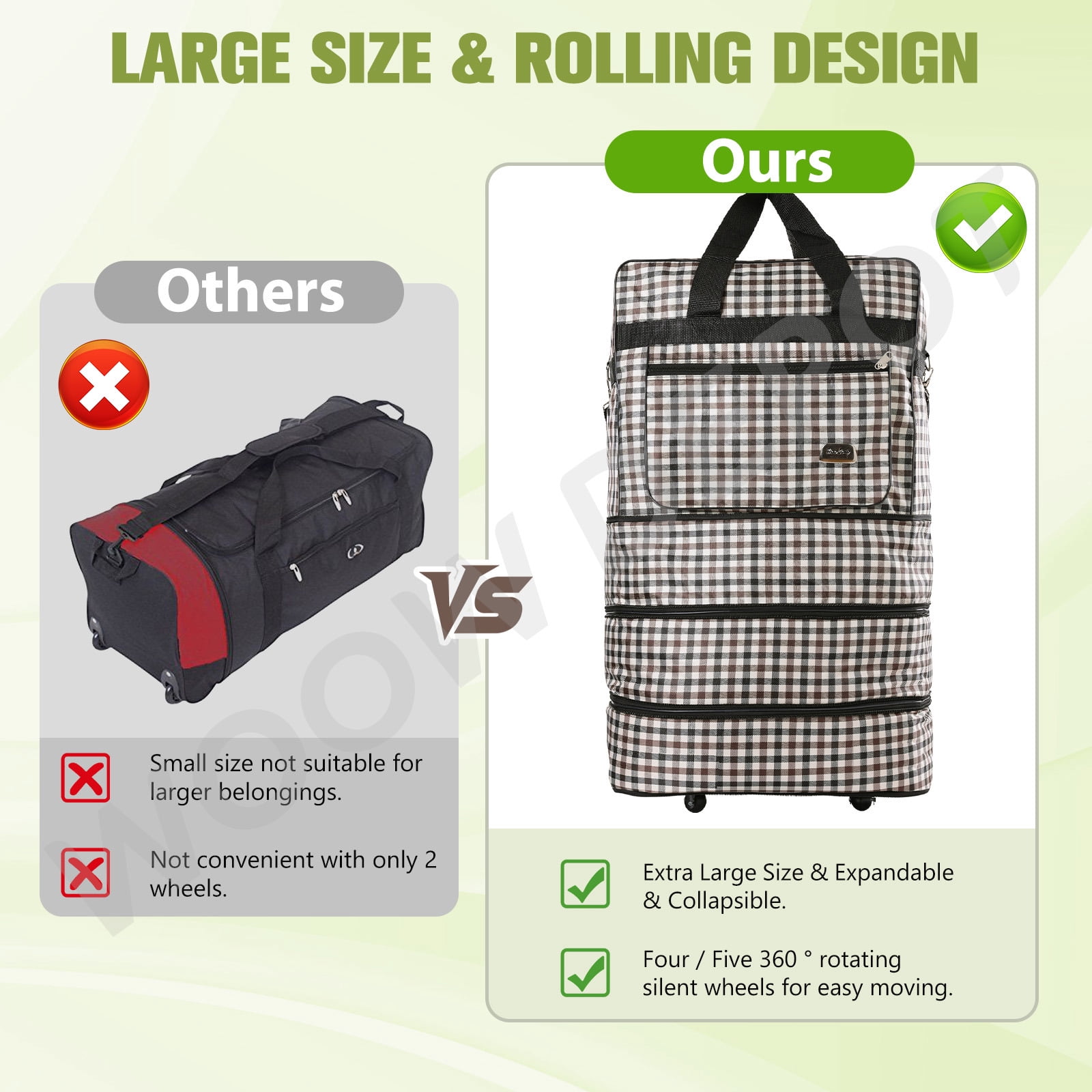 WOOW DEPOT 30in Expandable Suitcase Bag 3 Layer Foldable Rolling Wheeled Luggage Handbag Large for Home Storage Travel Business Moving