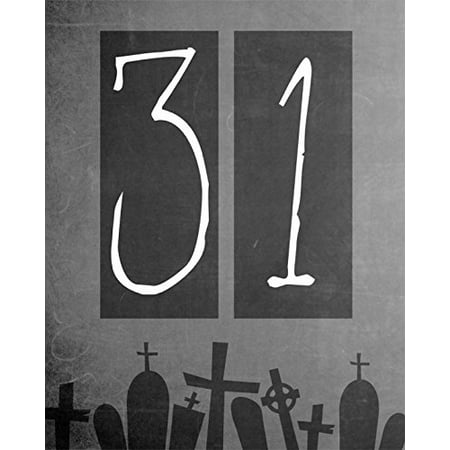 31 Print Black And White Graveyard Picture Scary Date Design Halloween Decoration Wall Hanging Seasonal Poster