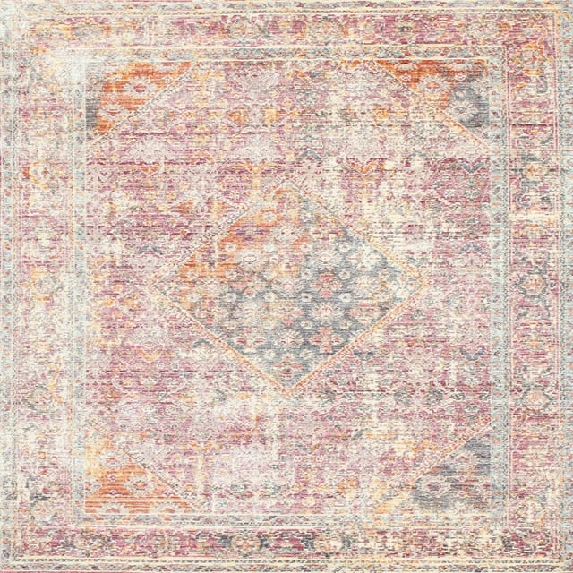 Ahgly Company Machine Washable Indoor Square Traditional Gold Area Rugs, 9' Square