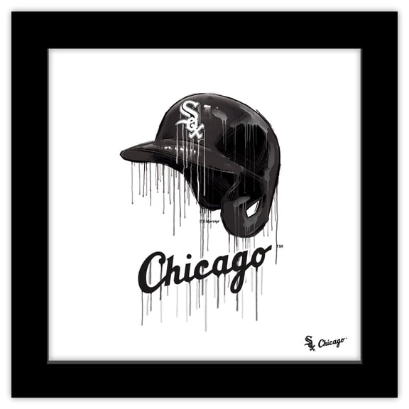 Gallery Pops MLB Chicago White Sox - Drip Helmet Wall Art, Black Framed Version, 12" x 12"