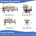 thumbnail image 4 of ALAULM Aluminum Patio Furniture Set with 2 Swivel Chairs 7-seat Metal Outdoor Furniture Patio Sectional Sofas Patio Conversation Set w/5.1" Cushions for Patio, Backyard, Poolside-Sand, 4 of 8