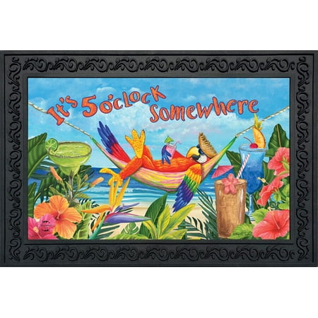 - 5 O'clock Parrot Summer Doormat Tropical Beach Humor 18