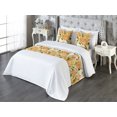 thumbnail image 3 of Springtime Bed Runner Set, Tangerine Colored Wild Roses and Flying Summer Butterflies Garden Art, Decorative Bedding Scarf & 2 Pillow Shams for Hotels Homes, Queen, Orange Green Peach, by Ambesonne, 3 of 3