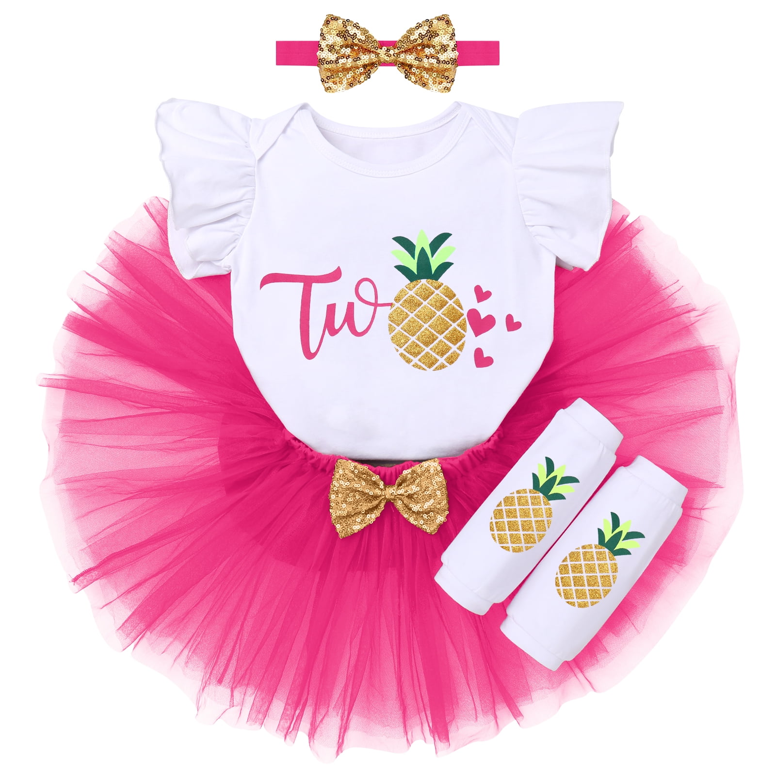 IBTOM CASTLE Baby Girls Strawberry 1st 2nd Birthday Outfit Romper Tutu Skirt Headband Leg Warmers for Cake Smash Photo Shoot