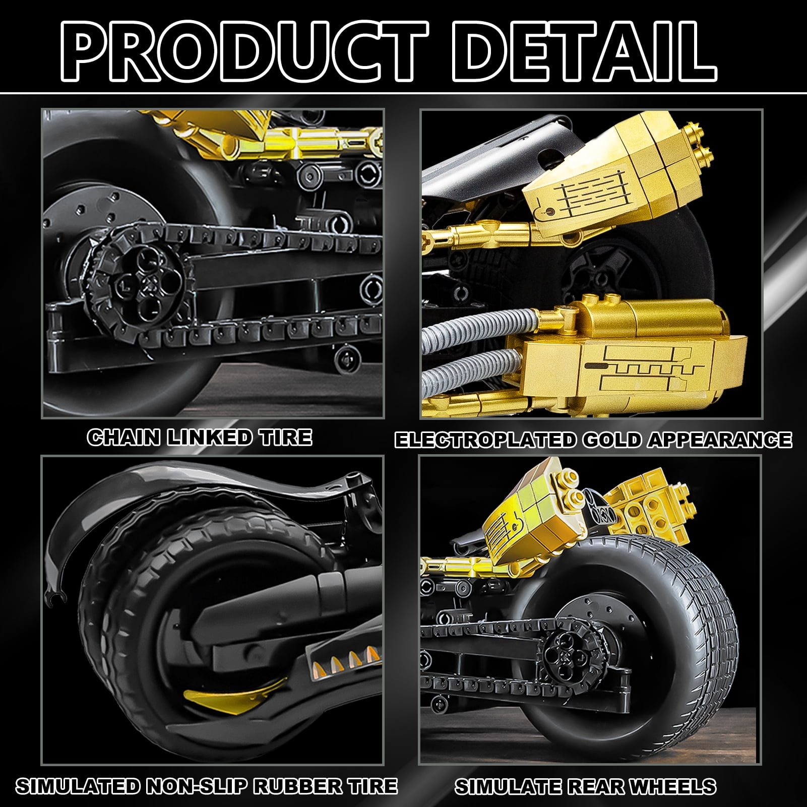 QOQ Motorcycle Building Blocks Kit, 1:10 Scale Technic Motorcycle Set for Boys and Girls 8+, Children Adult Plastic Collectible Car Gift (551Pieces）