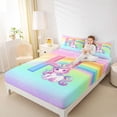 thumbnail image 3 of Erosebridal Kawaii Rainbow H Monogrammed Queen Sheet Sets,Cute Unicorn Bed Set For Kids Girls 4pcs, 3 of 6