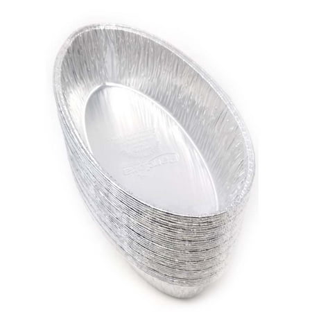 Oval Pans - Disposable Aluminum Foil 5 lbs Roasting Pan - Ideal for Cooking, Roasts, Turkeys, Meat, Chicken, Ribs - 12 1/2