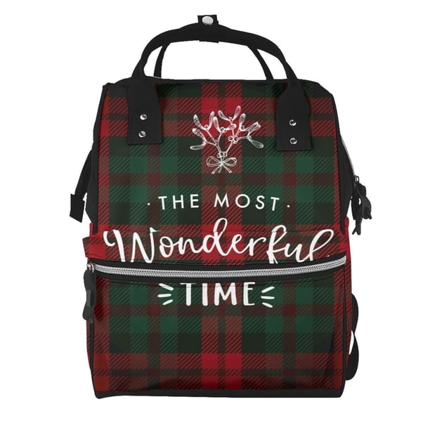 Fotbe Wonderful Time Christmas Mochila Maternidad - Lona de Sarga Impermeable, Mochila de Pañales de Gran Capacidad con Múltiples Bolsillos y Correas Ajustables