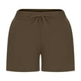 thumbnail image 5 of Uaswgudfs 2-piece set Women's Casual Elastic Waist Drawstring Shorts - 8" Inseam Summer Lounge Shorts with Pockets & Everyday Comfort Brown M, 5 of 9