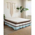 thumbnail image 2 of Blue Brown Morocco Wrap Around Bed Skirts for Queen Bed 18" Drop,Bed Skirt with Adjustable Elastic Belt Dust Ruffle Bed Valance for Bedroom Hotel Geometric Stripes Aqua Stitching Bed Frame Cover, 2 of 7