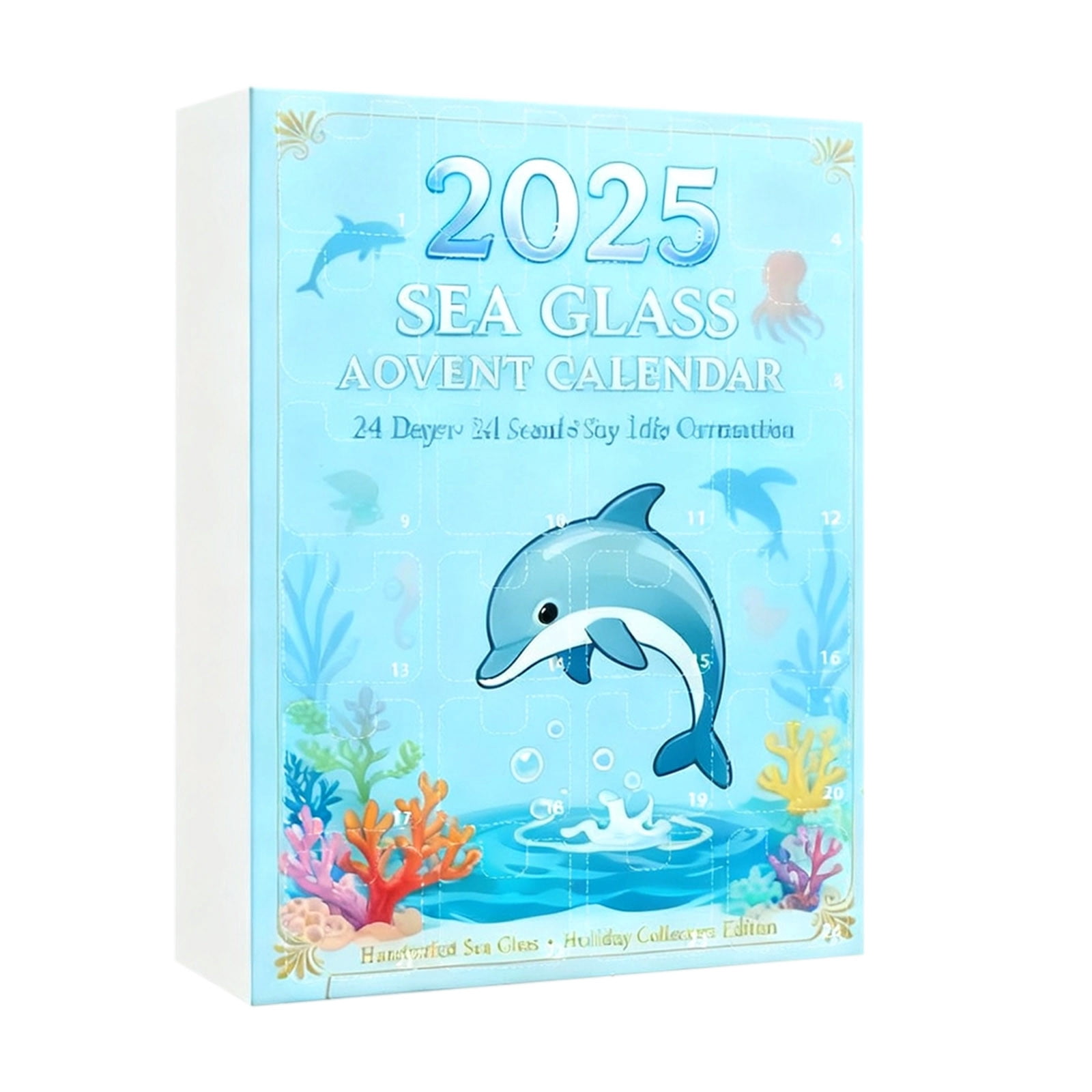 Lunxisen 1 Pcs Sea Glass Life Advent Calendar Christmas Countdown Calendar With Realistic Animals Decoration.