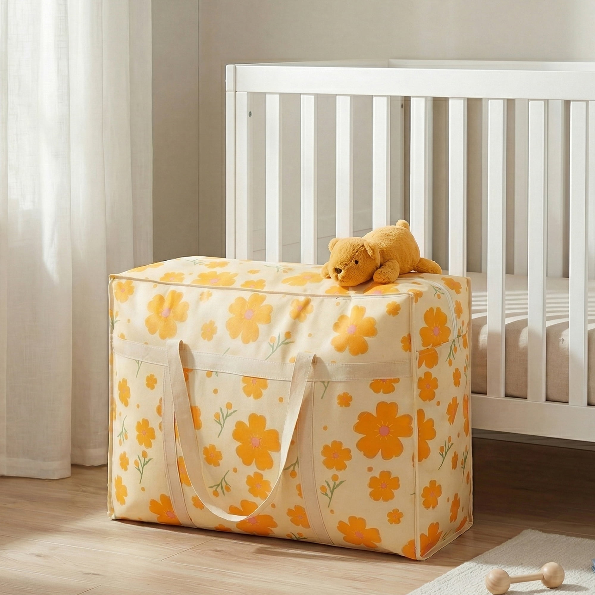 Unique Bargains Foldable Storage Bags for Organizing Livingroom Orange 30.3"x9.8"x21.7"