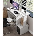 thumbnail image 6 of White Computer Desk with Drawers, Small Writing Desk with Storage Shelves for Home Office Bedroom Study Living Room, 6 of 12