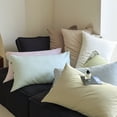 thumbnail image 4 of Xiao Hua Juego de 2 fundas de almohada 100 % algodón, tamaño estándar, con ribete de botones, suaves y duraderas, con un efecto refrescante premium para cama (48 x 73 cm, tira ancha, gris azulado)., 4 of 5
