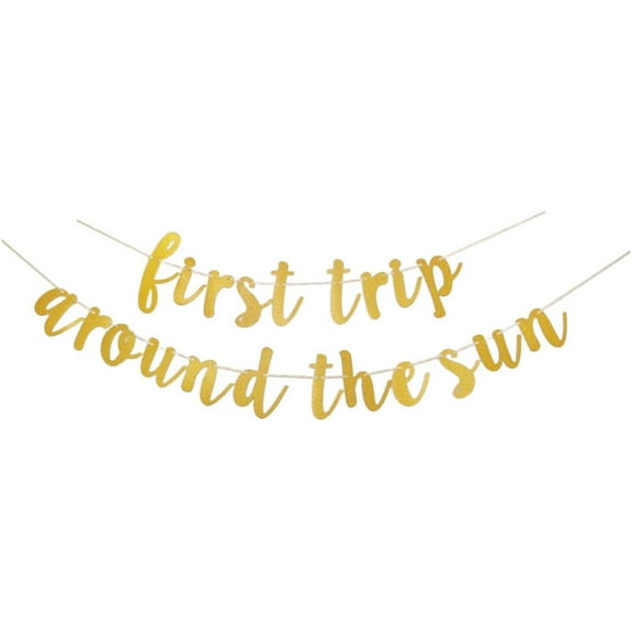 First Trip Around The Sun Birthday Banner, Baby Shower Party Decoration, Space First Bday For Baby Boys Girls Bunting Sign Supplies