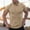 Khaki, variant on Generic Collared Muscle Polo Shirts Men Slim Fit Textured Knit Polo Shirts Short Sleeve Button Down Shirts