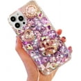 thumbnail image 4 of for iPhone 15 Pro Max Glitter Bling Case, Cute 3D Crown Heart Crystal Rhinestone Diamond Sparkle Shiny Gems Pearl with Wrist Strap Women Girls Phone Case for iPhone 15 Pro Max 6.7 inch (Pink), 4 of 4