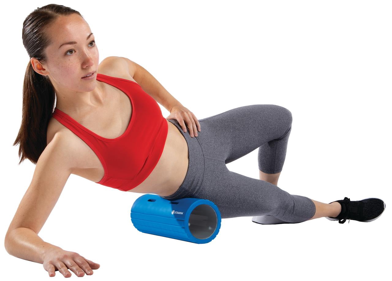 Stamina 13" Hollow Core Foam Roller with EVO Focus Technology, Blue/Gray