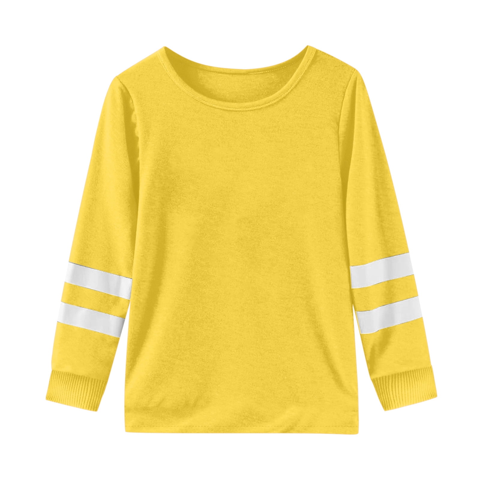 WEIYLL T-Shirts Filles Manches Longues Poignets Col Rond Patchwork Chaud Doux Haut pour Tout-Petit Vêtements pour 7-8 Ans