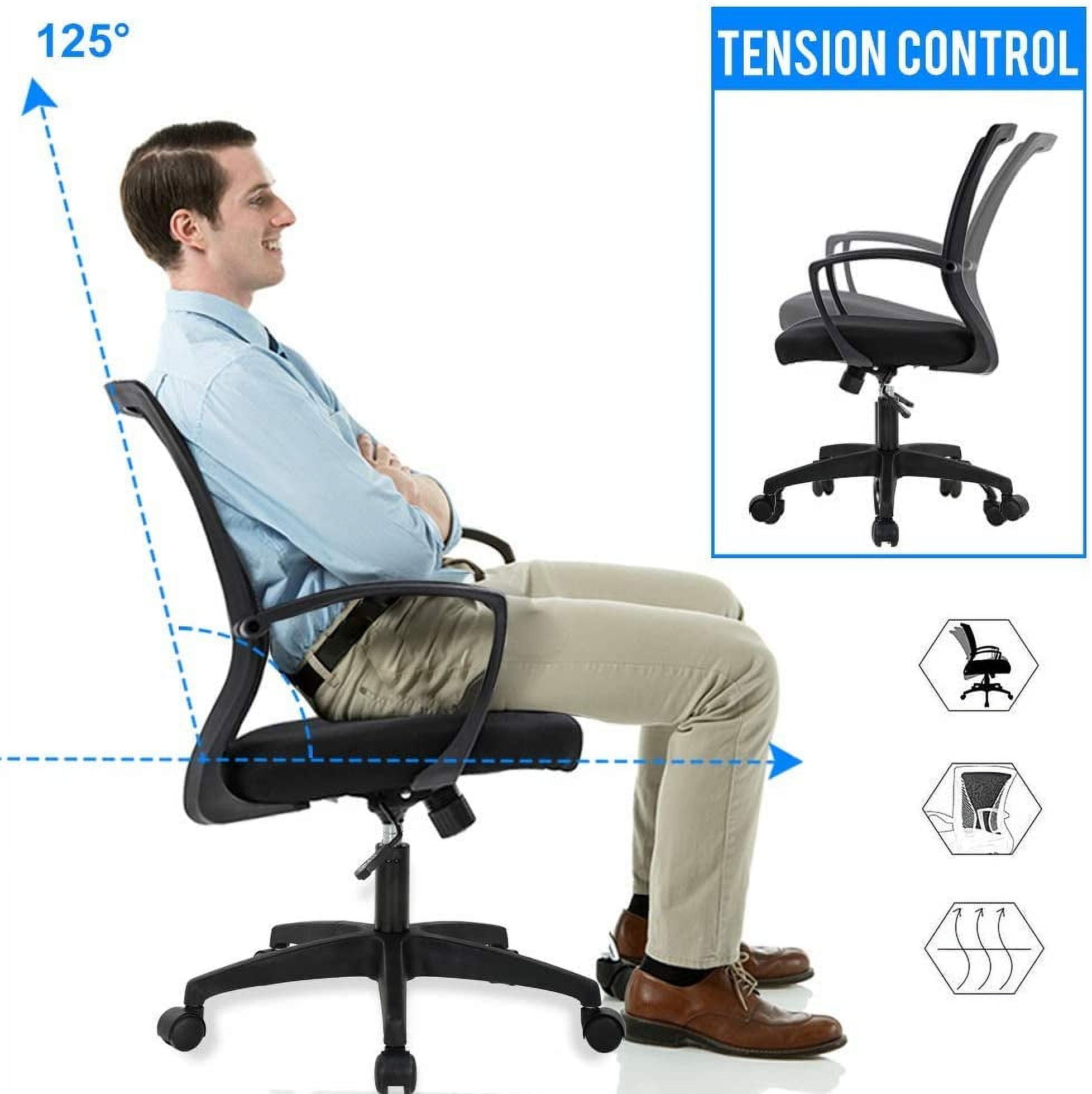 BestOffice Ergonomic Office Chair with Lumbar Support Armrest Rolling Swivel Adjustable Chair Adults, Black