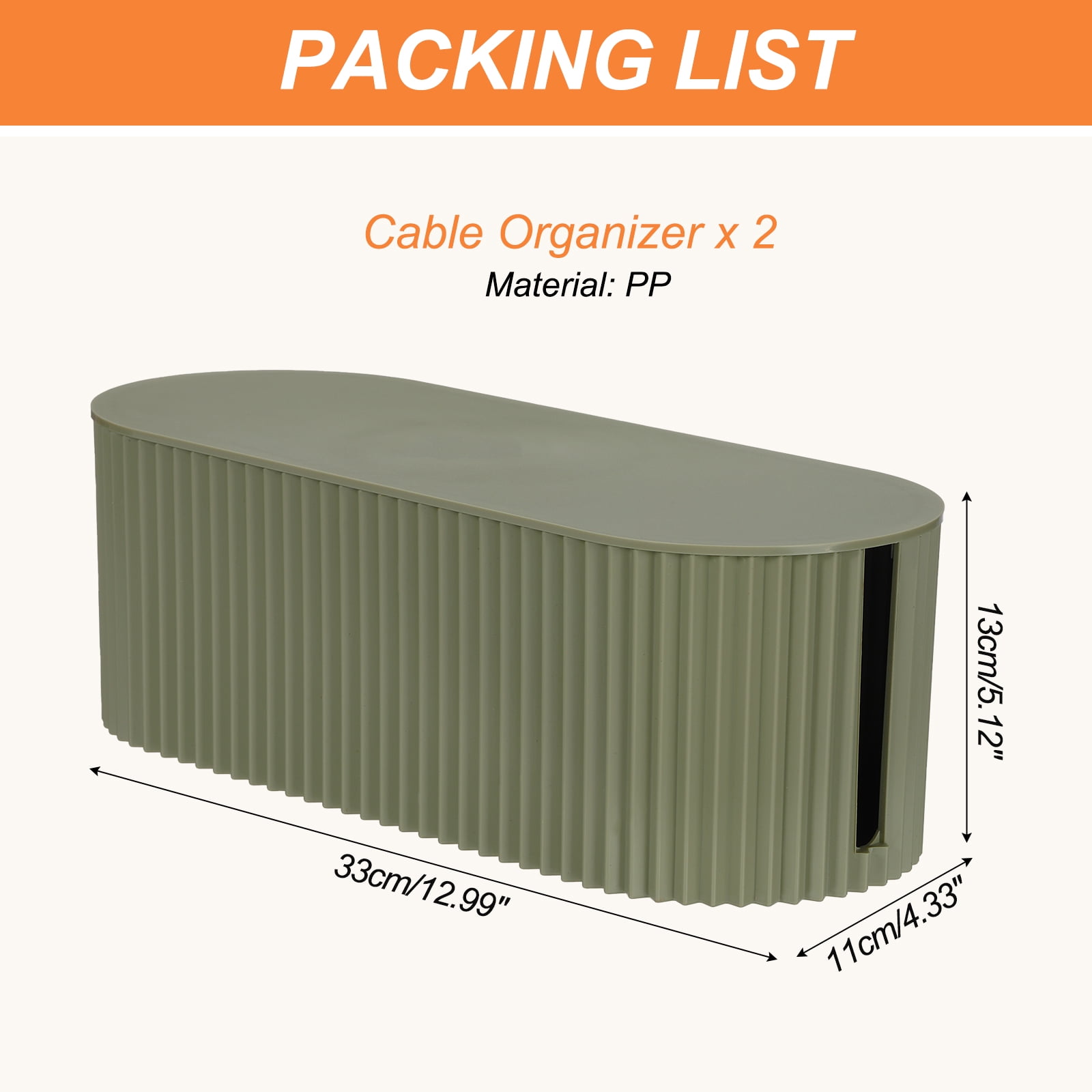 Uxcell Cable Management Box, Cord Hider Organizer Decorative Strip Storage Box for TV Computer Cords, Gray Green, 2 Pcs