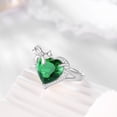 thumbnail image 2 of Juwaliy Heart Women Ring Bow Kont Ribbon 925 Sterling Silver May Birthstone Emerald Ring Green Solitaire Jewelry Valentines Mothers Day Gift for Mom Grandma, 2 of 10