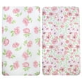 thumbnail image 2 of Baby Essentials 2 Pack of 52”L x 28”W Standard Microfiber Patterned Fitted Elastic Baby Crib Sheets for Newborns, Infants and Toddlers Nursery, Crib, Bed and Mattress in Flowers & Roses, 2 of 6