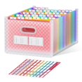 thumbnail image 1 of Organizador de archivos en forma de acordeón ThinkTex con 26 bolsillos de la A a la Z, rosa, 1 of 7