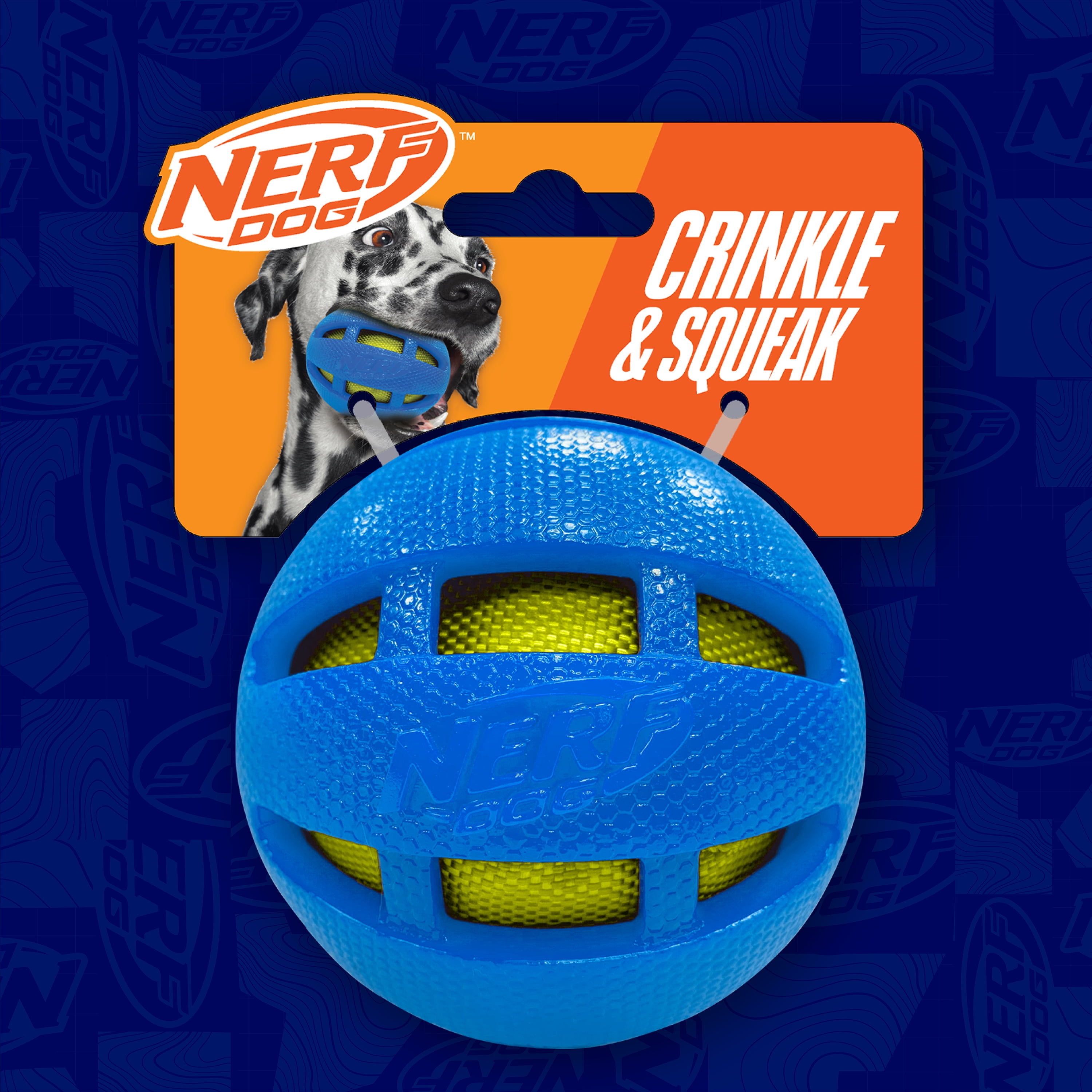Nerf Dog Crunchable Squeak Ball, Blue, 3.8 inch