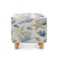 thumbnail image 2 of SCRAWLGOD Starfish Coral Seashell Print Beige Ottoman Cover Square - Stretch Square Ottoman Cover -Soft Footstool Protector Covers - Foot Stool Covers Rectangular with Elastic Bottom, 2 of 7