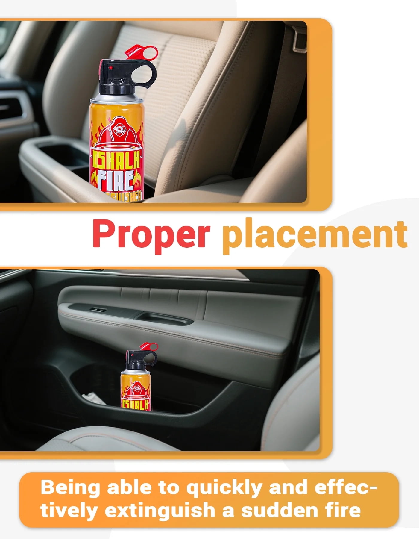 DSKALH Portable Small Fire Extinguishing Spray for Car, Home & Kitchen (Low-Residue, Easy Clean), 4 Pack