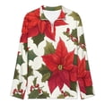 thumbnail image 3 of Red Christmas Flowers Poinsettia Men's Sweater Sports POLO Shirt Zip Pullover Mens Athletic Long Sleeve Sweatshirt Mock Neck for Men, 3 of 7