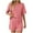 Pink, variant on XuJwPNcy Women's Two Piece Pajama Set Striped Print Crew Neck Short Sleeve Tee with Stretchy Shorts Set Trendy Sleepwear