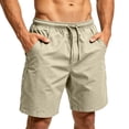 thumbnail image 3 of Mens Hiking Fishing Shorts Elastic Drawstring Waist with Pockets Outdoor Travel Short Pants Dad Gifts, 3 of 4
